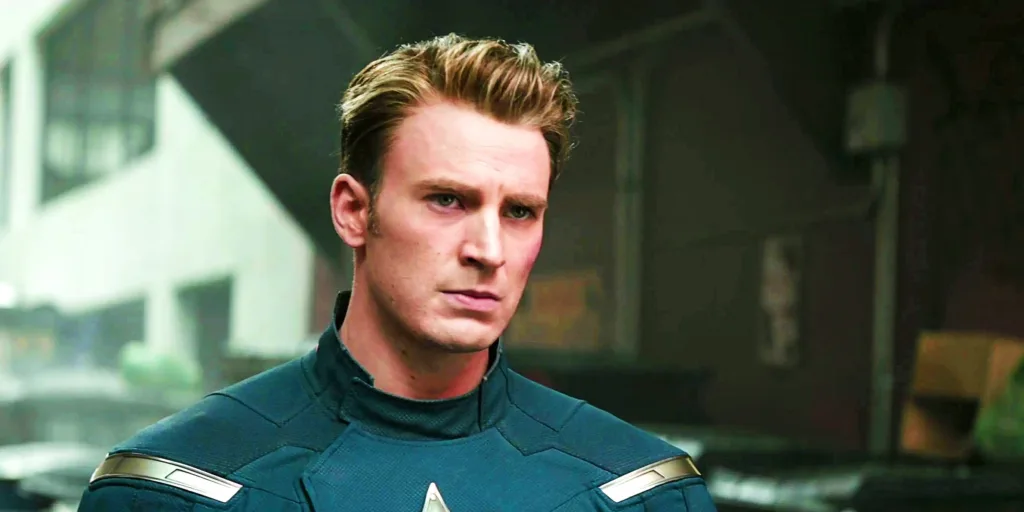 chris evas as steve rogers captain america looking angry in avengers endgame